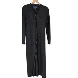 Ralph Ralph Lauren Gray Merino Wool Longline Knit Cardigan Sweater